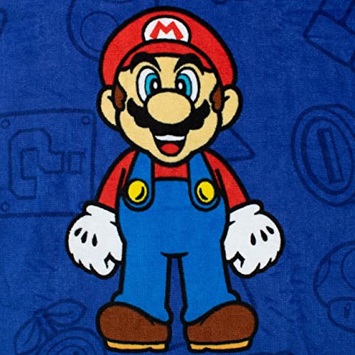Super Mario Boys Gaming Hooded Towel Poncho Swimwear for Kids One Size Blue