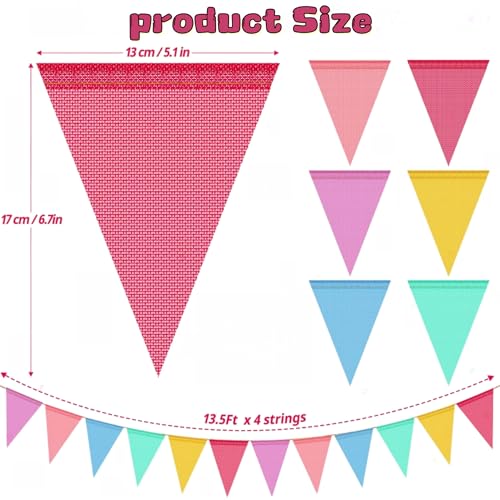 REXLYE 6-String Pastel Burlap Pennant Banner Flags 78Ft with Variation