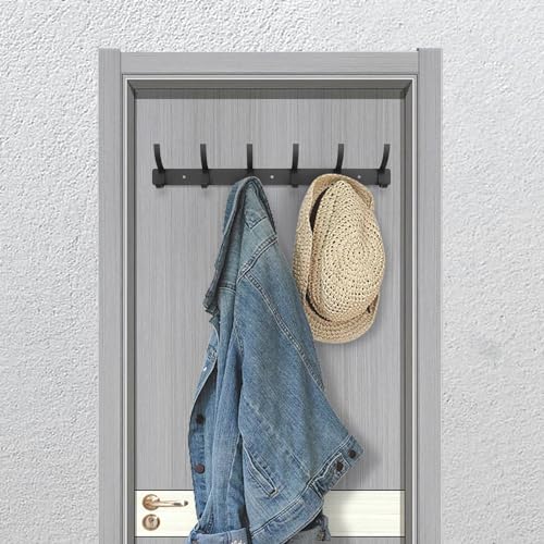 ZGELIN Wall Mounted Coat Rack with 6 Hooks - Sturdy Black Metal Hanger