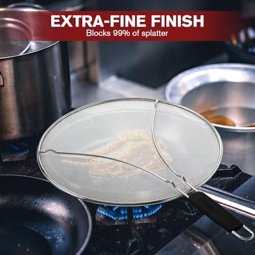 13 Inch Black Stainless Steel Frying Pan Splatter Screen