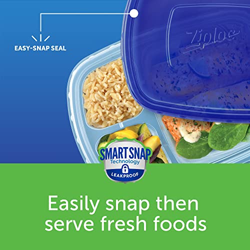 Ziploc Divided Rectangle Food Storage Containers, 8 Count, Leak-Proof
