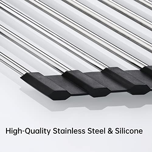 Tomorotec Triangle Roll-Up Dish Drying Rack - 304 Stainless Steel, Black