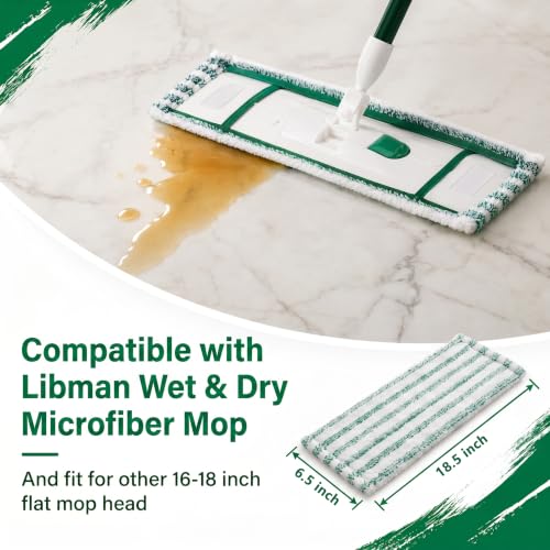 2 Pack Mop Head Replacement for Libman Wet & Dry Mop - White & Green