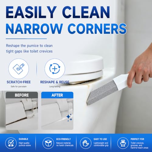 Pumice Stone Toilet Bowl Cleaner - 8 Pack with 2 Handles