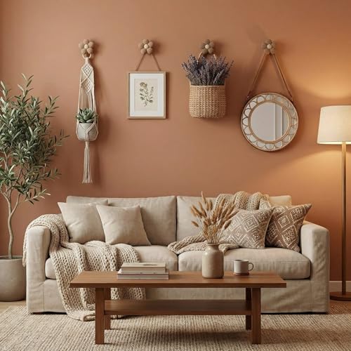 Novabright Khaki Wooden Flower Wall Hooks Set of 4 with Screws - Decorative Coat & Towel Hangers