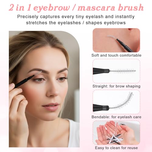 Wanmu 60pcs Micro Spoolies with Cap Eyebrow and Lash Brushes