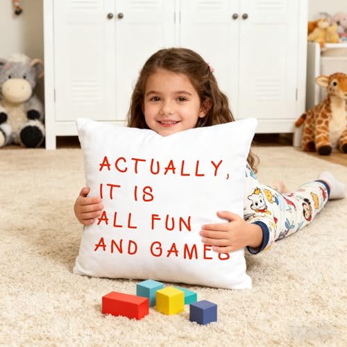 All Fun and Games Throw Pillow Cover - 18x18 Soft Flannelette Decorative Case