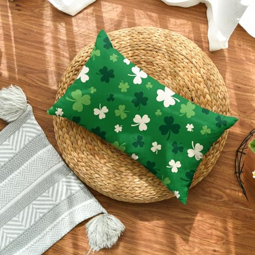 AVOIN colorlife 20x12 Inch St. Patrick's Day Clovers Throw Pillow Cover Shamrock Green Cushion Case for Sofa Couch