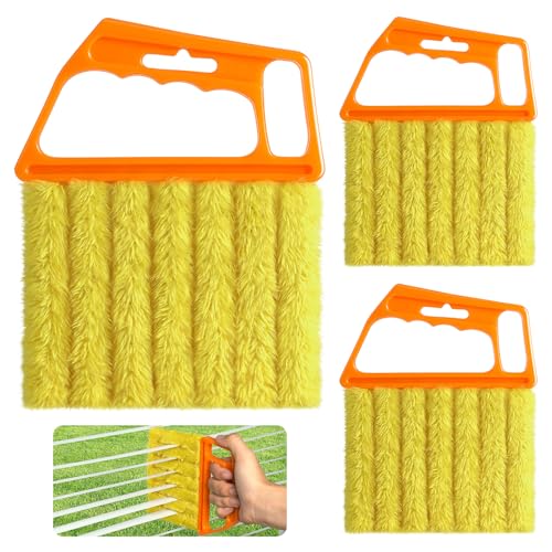 3-Piece Window Blind Cleaner Duster Tool - Washable 7-Finger Orange