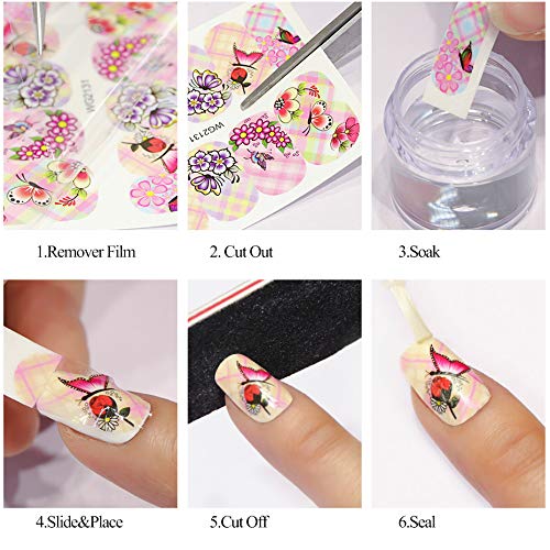 CHANGAR Peacock Feather Nail Stickers - 12 Sheets Water Transfer Decals