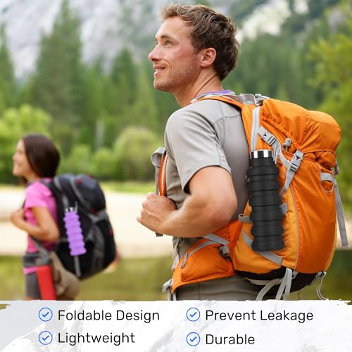 Rotayi 16oz Collapsible Silicone Water Bottle - BPA-Free, Leak-Proof, Portable Travel Companion