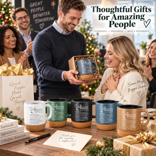 20 Pack Employee Appreciation Coffee Mug Set - 13.5 oz Ceramic with Cork Base