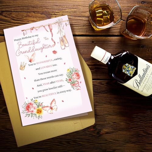 Granddaughter Birthday Card - Cute & Sweet Design - 8x5.3in