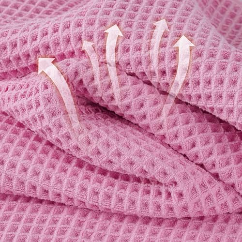 MICROFI Microfiber Waffle Hand Towels - 16x30 Inch, 2-Piece Set (Pink)