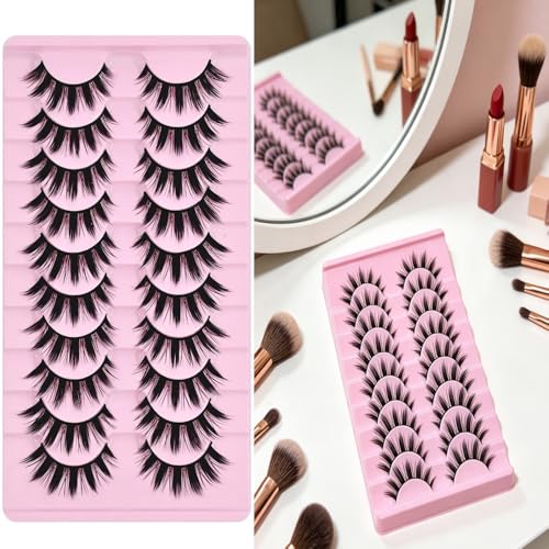 AM RIGHT THIRTY Faux 3D Mink False Eyelashes - 10 Pairs Multilayer Fluffy Manga Lashes