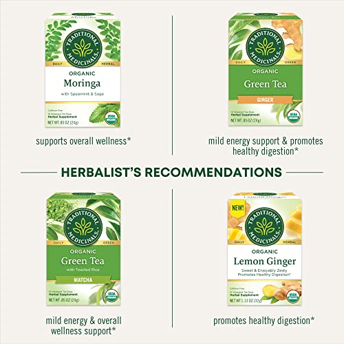 Traditional Medicinals Organic Green Tea with Lemongrass, 96 Tea Bags (Pack of 6)