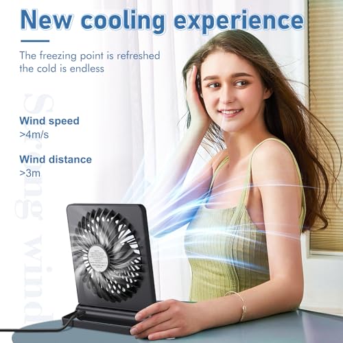 JOSTRY 6.8" USB Desk Fan - Ultra Quiet 3-Speed Personal Fan, Dark Black