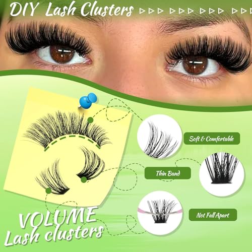 NovaBeryl 60D Wispy Lash Clusters Kit with Bond, Seal, and Tweezers