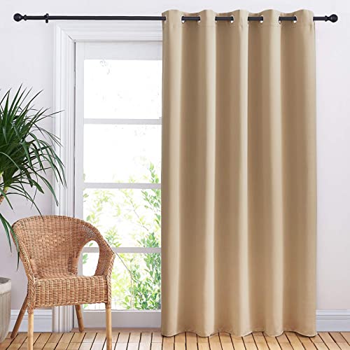 NICETOWN Blackout Sliding Door Curtain, Thermal Insulated Panel, Biscotti Beige