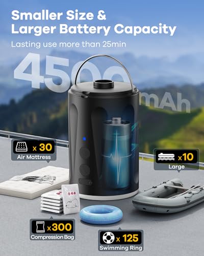 ZHENGXOO Portable Electric Air Pump with Camping Light & 4 Nozzles