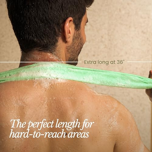 Bare Botanics Extra Long Exfoliating Shower Towel 2-Pack