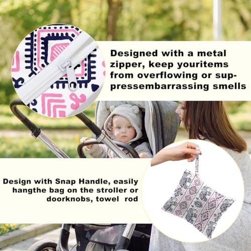 Wenboco 2 Pcs Elephant Print Wet Dry Bags Waterproof Reusable