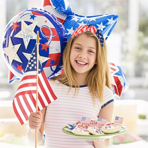 WHAVEL 4th of July Rhinestone Patriotic Knotted Headband 2-Pack