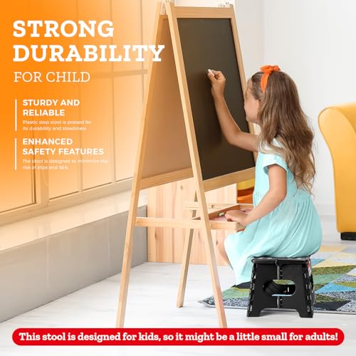 Collapsible Step Stool - Lightweight 7.5 Inch Folding Stool for Kids & Adults
