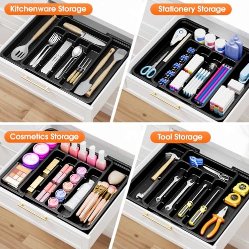 Adjustable Silverware Organizer - Expandable Utensil Holder for Kitchen