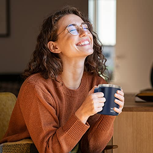 WETOWETO 14 oz Insulated Coffee Mug, Stainless Steel Camping Mug - Navy Blue