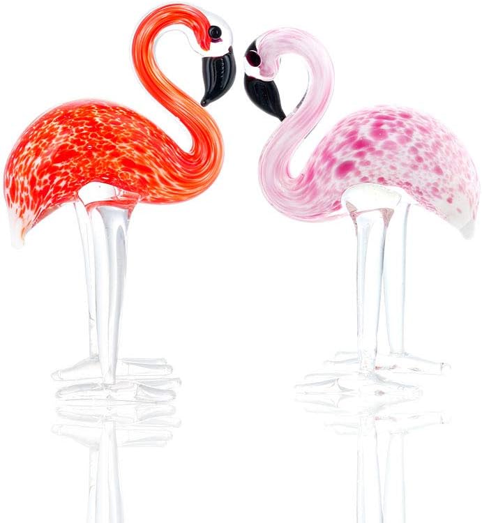 QFkris Blown Glass Flamingo Figurines - Elegant Love Token Art Glass | Set of 2 for Women