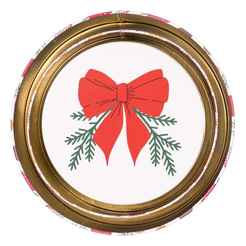 Martha Stewart Metal Cookie Tins, 3-Piece Nesting Set, Small, Medium & Large, Christmas Containers for Gift & Storage (Ornaments and Bows)