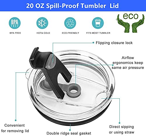 Spill-Proof Replacement Lids for 20 Oz Tumblers - 2 Pack