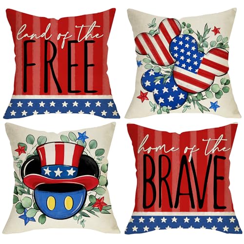 4th of July Decorative Throw Pillow Covers 16" x 16" (Set of 4)