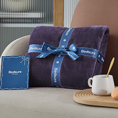 Bedsure GentleSoft Fleece Blanket - Queen Size Purple, 90x90 in