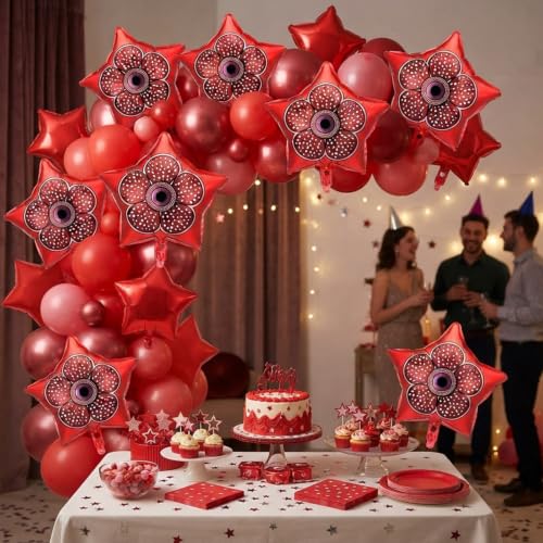 Vertintong Red Mystery Theme Party Balloons - 12 pcs 18 Inch Foil Decorations