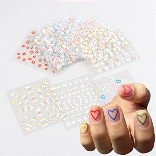 30 Sheets Floral Nail Art Stickers 3D Self-Adhesive Daisy Decals