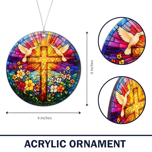 Christian Easter Cross Ornament - 4-Inch Acrylic Decor Gift