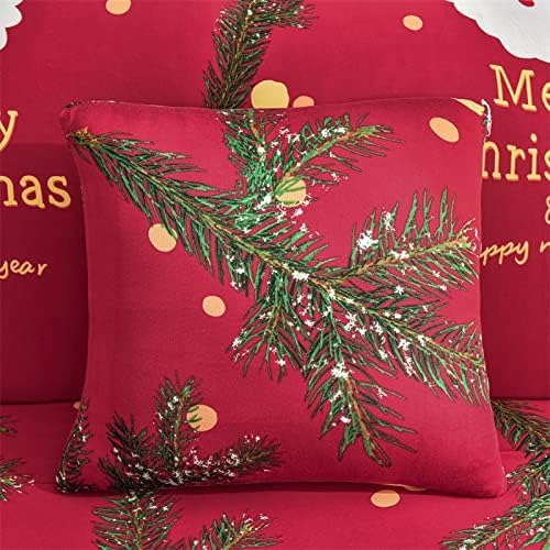 Christmas Sofa Cover - 4 Seats Santa Claus Print Slipcover with Elastic Bottom