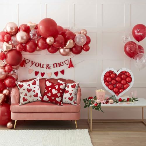 Valentine's Day Heart Throw Pillow Covers 18x18 Inch, Set of 2