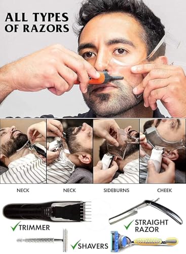 UNHER Men's Beard Trimming Kit & Shaping Template with Pocket Comb