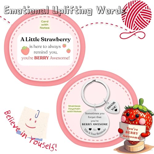 Berry Awesome Handmade Crochet Strawberry Gift with Cheer Up Card