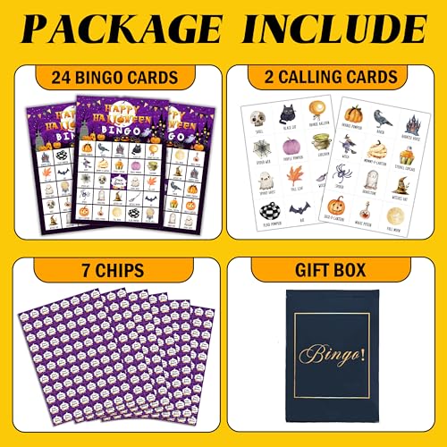 Halloween Bingo Game for 24 Players - Spooky Family Fun