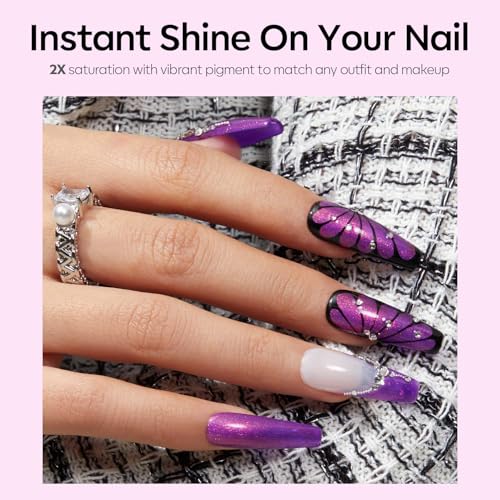 Modelones Chameleon Purple Gel Nail Polish 15ml Pink Holographic Shimmer