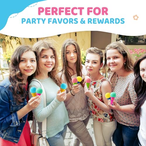 30 Pcs Mini Ice Cream Cone Toy Launchers - Colorful Party Favors