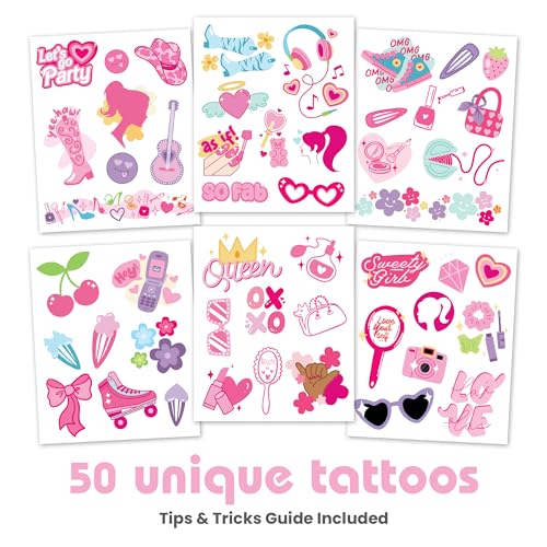 Savvi Feel Fabulous Temporary Tattoos - Cotton-Candy Scented, 50 Count