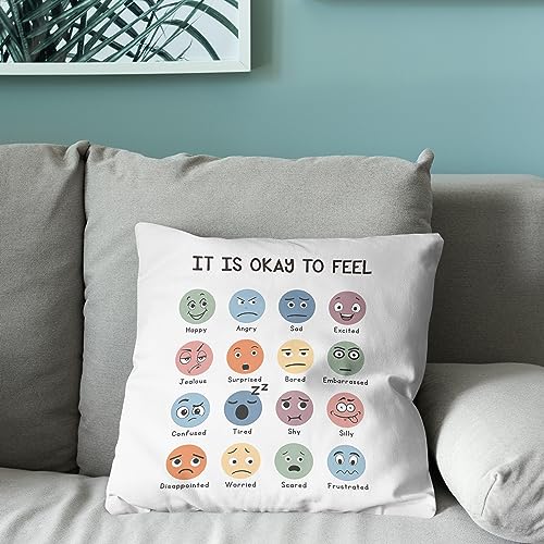 Emotions Pillow Cover 18x18 - Cozy Flannel Design for Kids Rooms