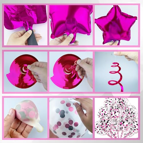 56-Piece Happy Birthday Balloon Set in Rose Red & Black