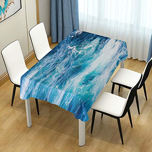 Ocean Wave Tablecloth 60 x 120 Inch Rectangle Party Decor Polyester