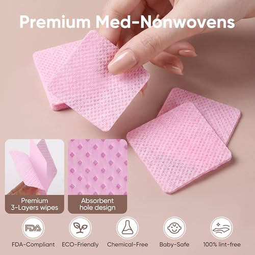 FEBABACI 1200 Pcs Lint-Free Nail Wipes - Acetone Remover & Gel Polish Pads